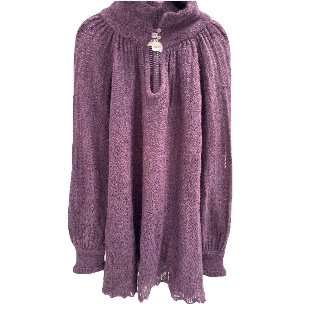 VTG Evian II Sweater Tunic Designed By Lorraine Wilner Mohair Purple Scallop M